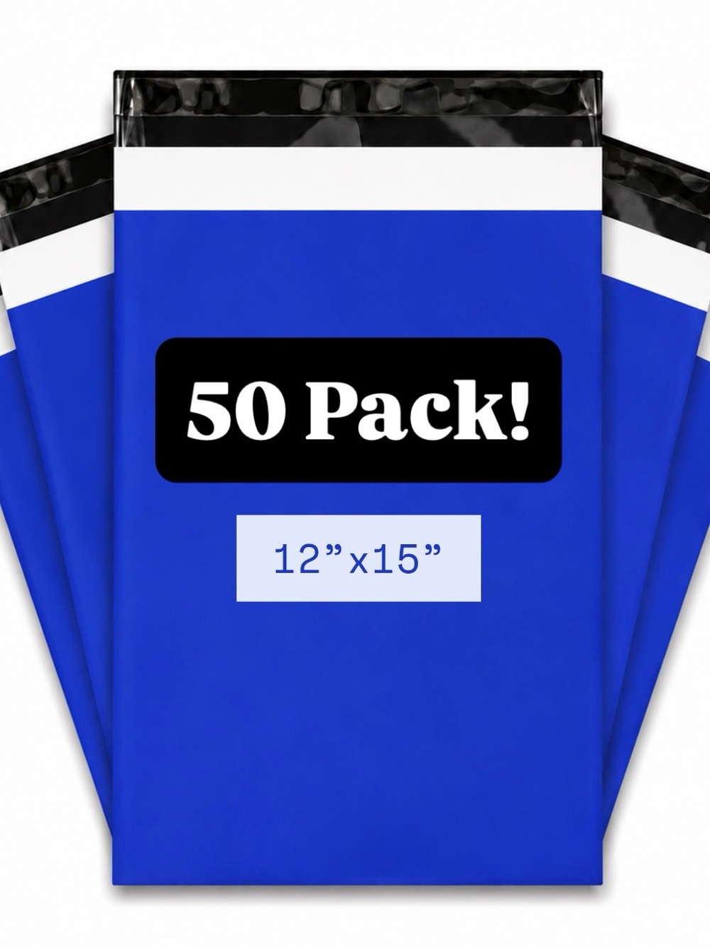 50 Royal Blue Poly Mailers | 12 x 15.5 Shipping Bags | Boutique Packaging